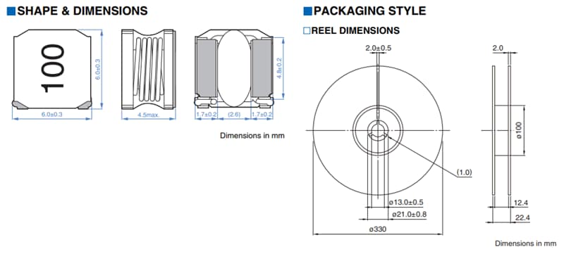 Mechanical Drawing - TDK VLS-AF Power Inductors
